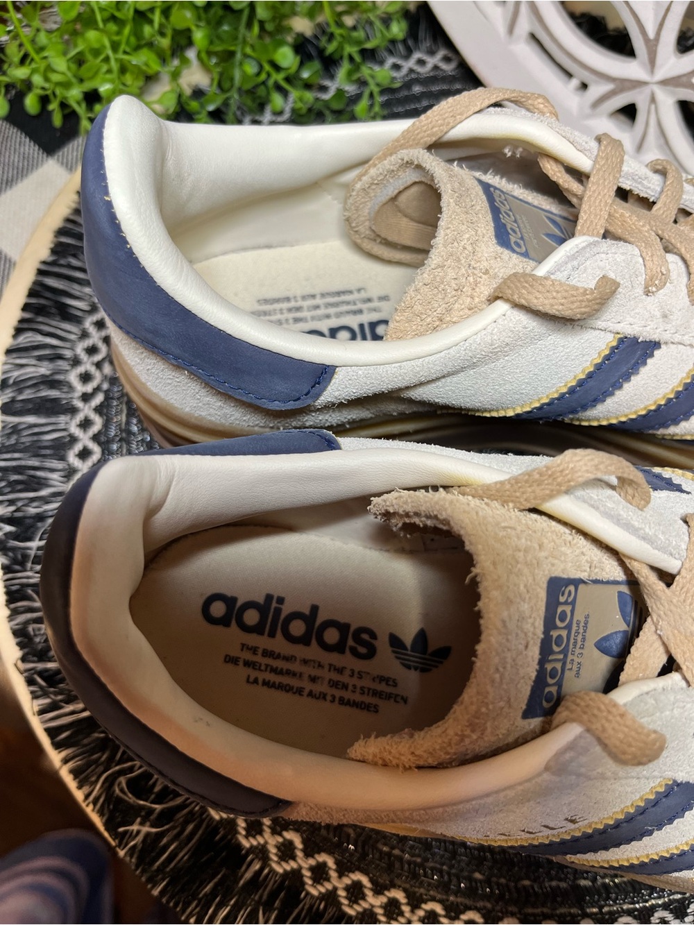 Adidas Gazelle Suede Sneakers in Cream with Navy Stripes - Picture 12 of 12